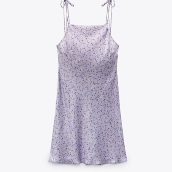 Zara Floral Satin Slip Mini Dress - Picture 5 of 10